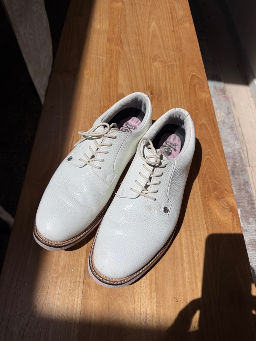 Men's White Leather G FORE Golf Shoes - Classic Lace-Up Comfort